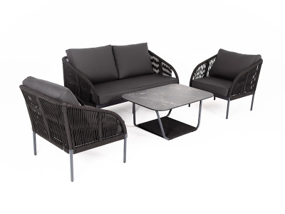 "Канны" лаунж-зона 4-местная плетеная из роупа (веревки), цвет темно-серый